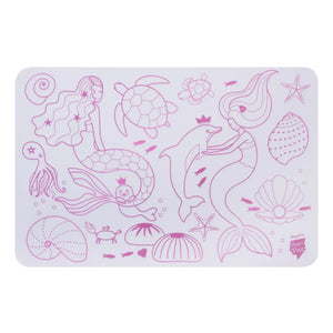 Superpetit - Mini reversible coloring mat with 4 felt-tip pens - Mermaid