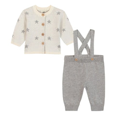 Bonton - Wolf Cardigan and Pants Set | Gray Melange