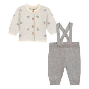 Bonton - Wolf Cardigan and Pants Set | Gray Melange