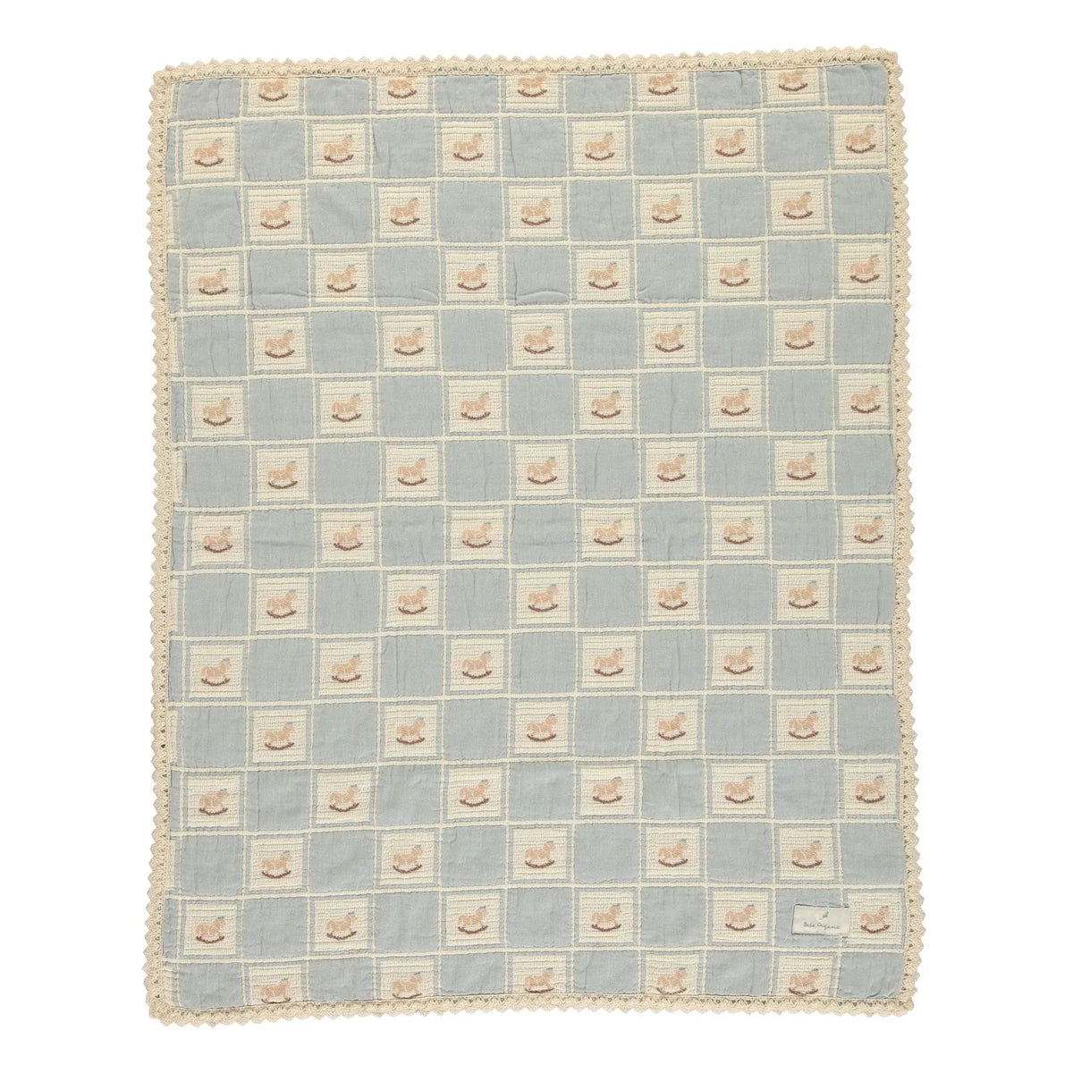 Bebe Organic - Rocking Horse Organic Cotton Blanket | Blue