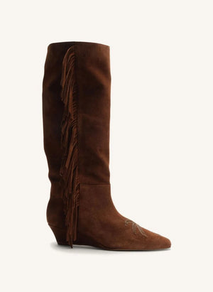 Farm Rio - Boho Tassel Wedge Suede Boot | Brown