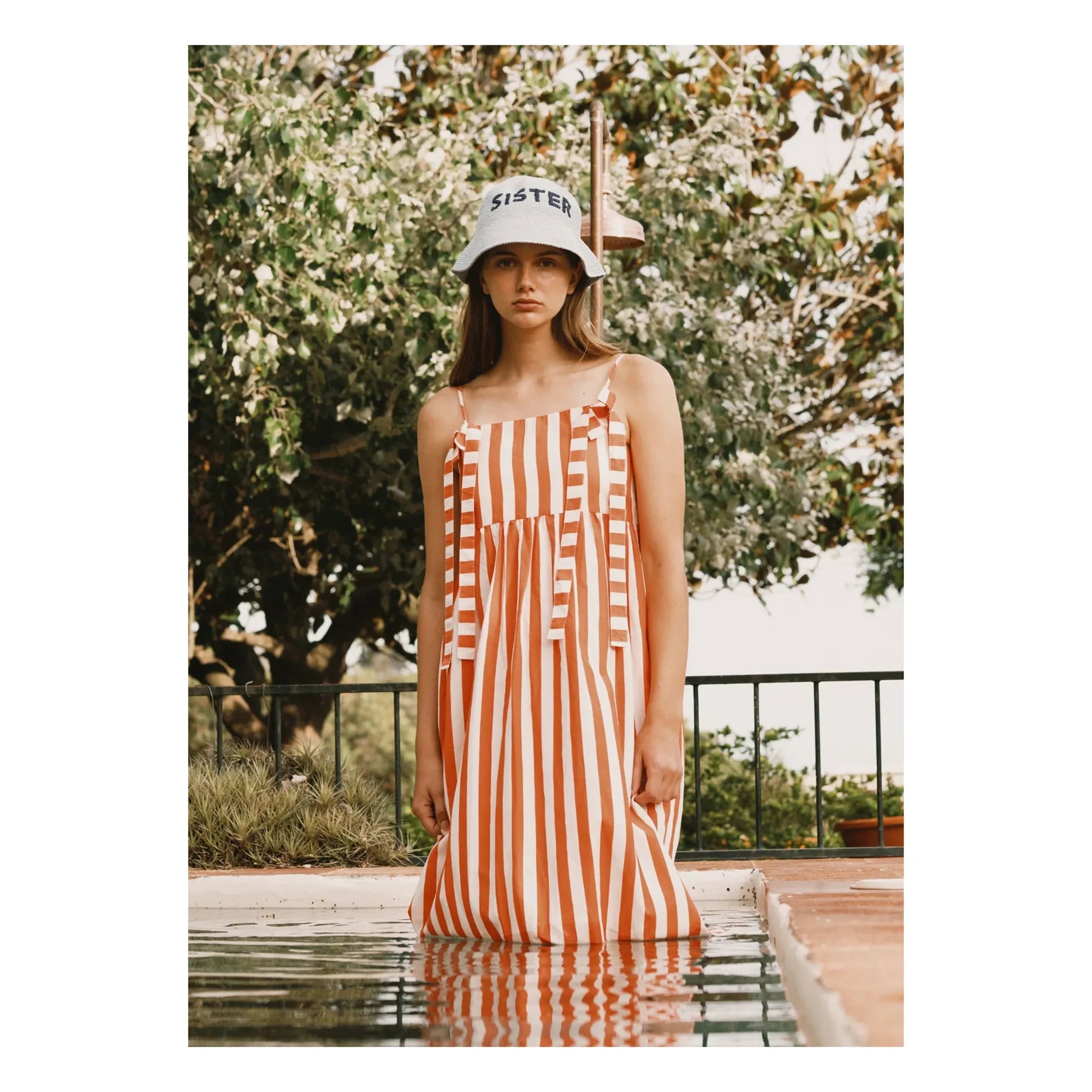 The Tiny Big Sister - Linen and cotton striped dress | Red