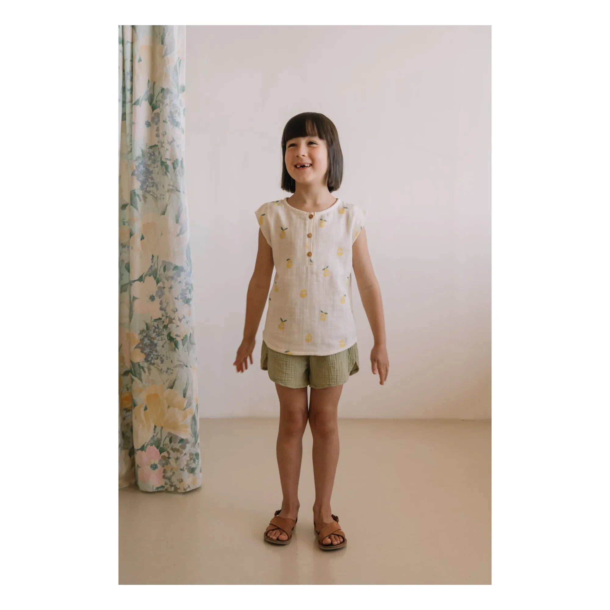Studio Bohème - Georgette Waffle Shorts Organic Cotton Gauze | Open khaki