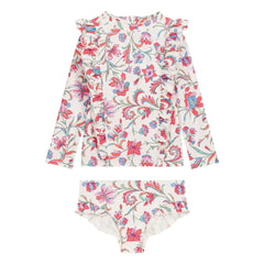 Louise Misha - Yanika Fleuri Long Sleeve Swimsuit Made from Recycled Fibers | Cream