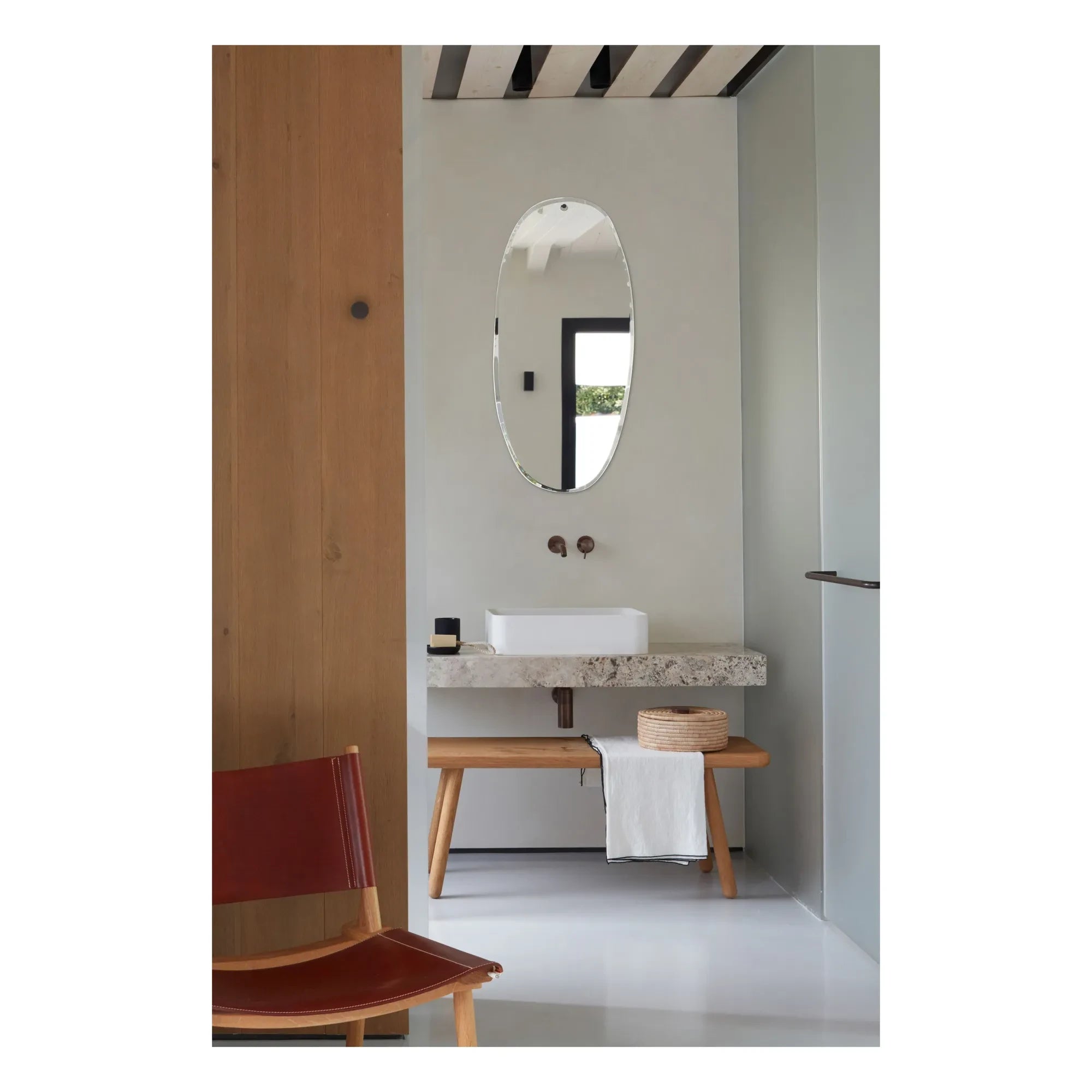 M Nuance - Pahlı Mirror - Textured Oval Shape 45x95cm