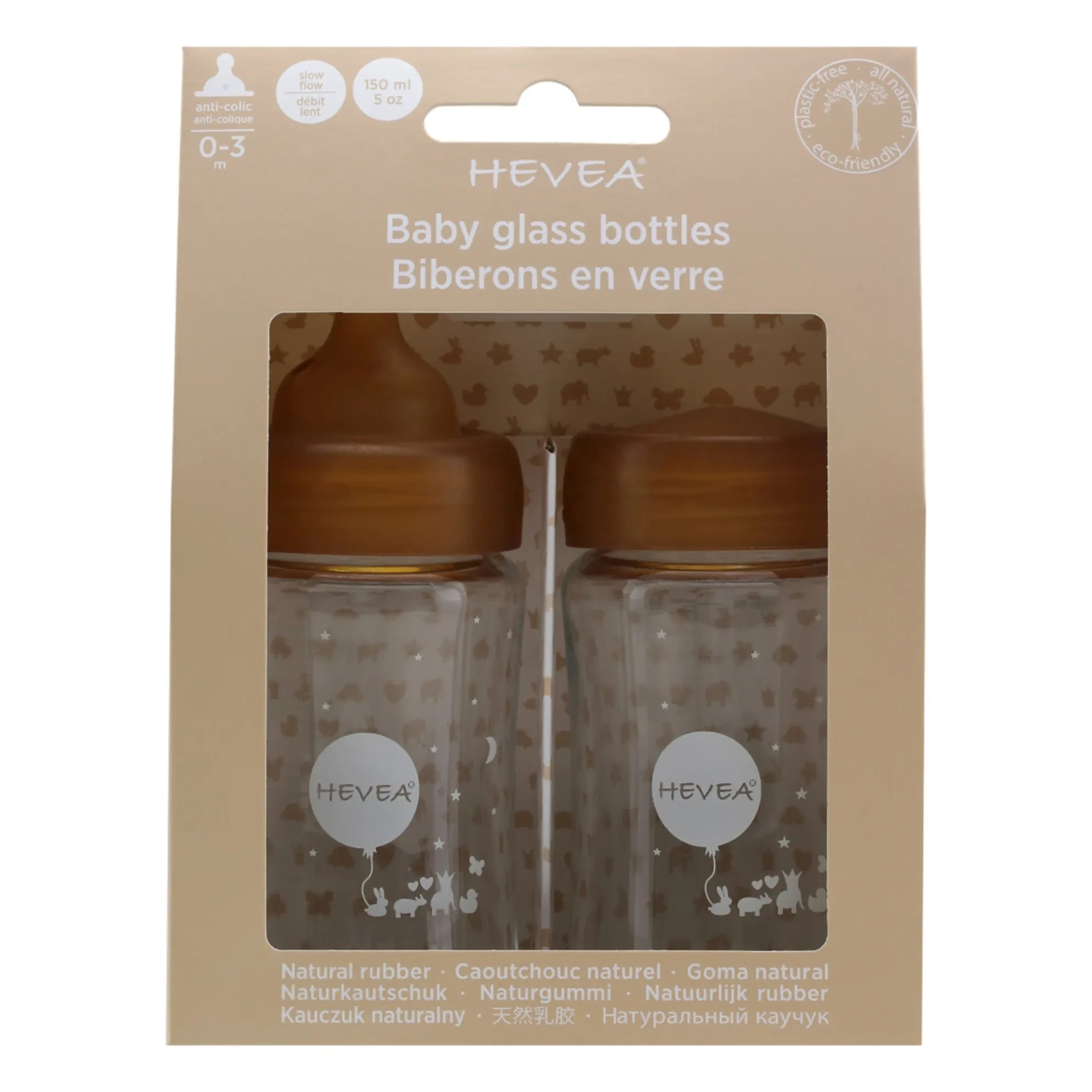 Hevea - Wide Mouth Glass Bottles - Slow Flow - Set of 2