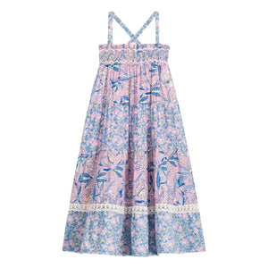 Louise Misha - Flowery Organic Cotton Marcelinette Strapless Dress | Purple