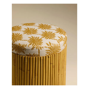 Maison Sarah Lavoine - Riviera Palm Pattern Pouf | Mustard