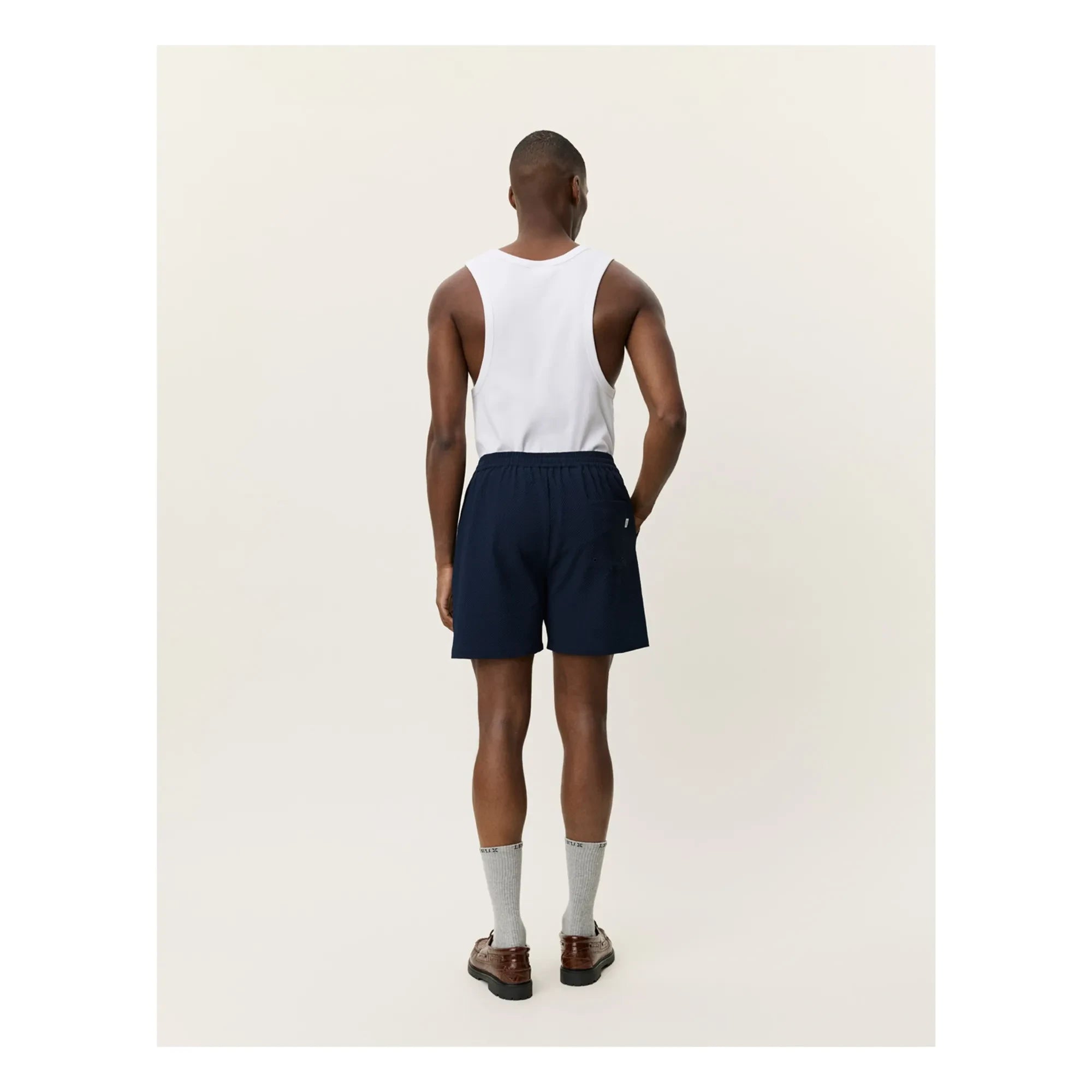 Les Deux - Stan Seersucker Swim Shorts | Dark Blue