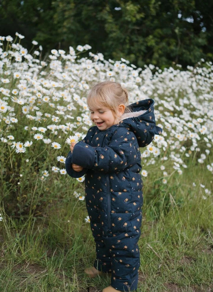 Töastie - Waterproof Flower Pattern Cloud Jacket | Dark Blue