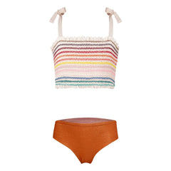 Pepita & Me - Striped Waffle Swimsuit | Orange