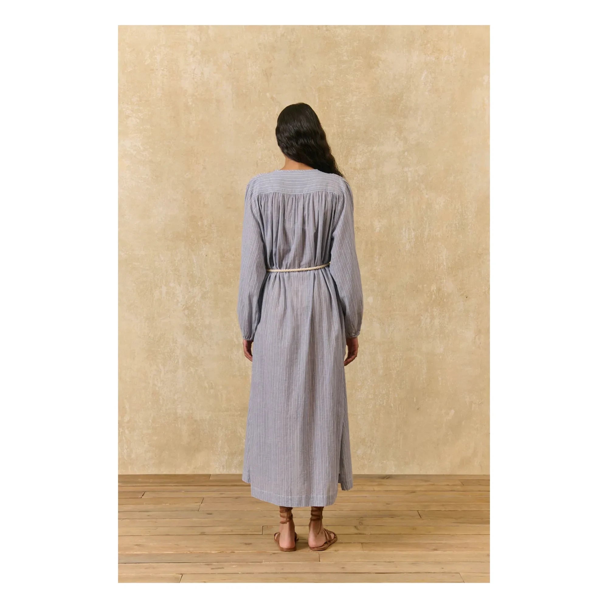 Louise Misha - Flavie Striped Organic Cotton Dress | Blue