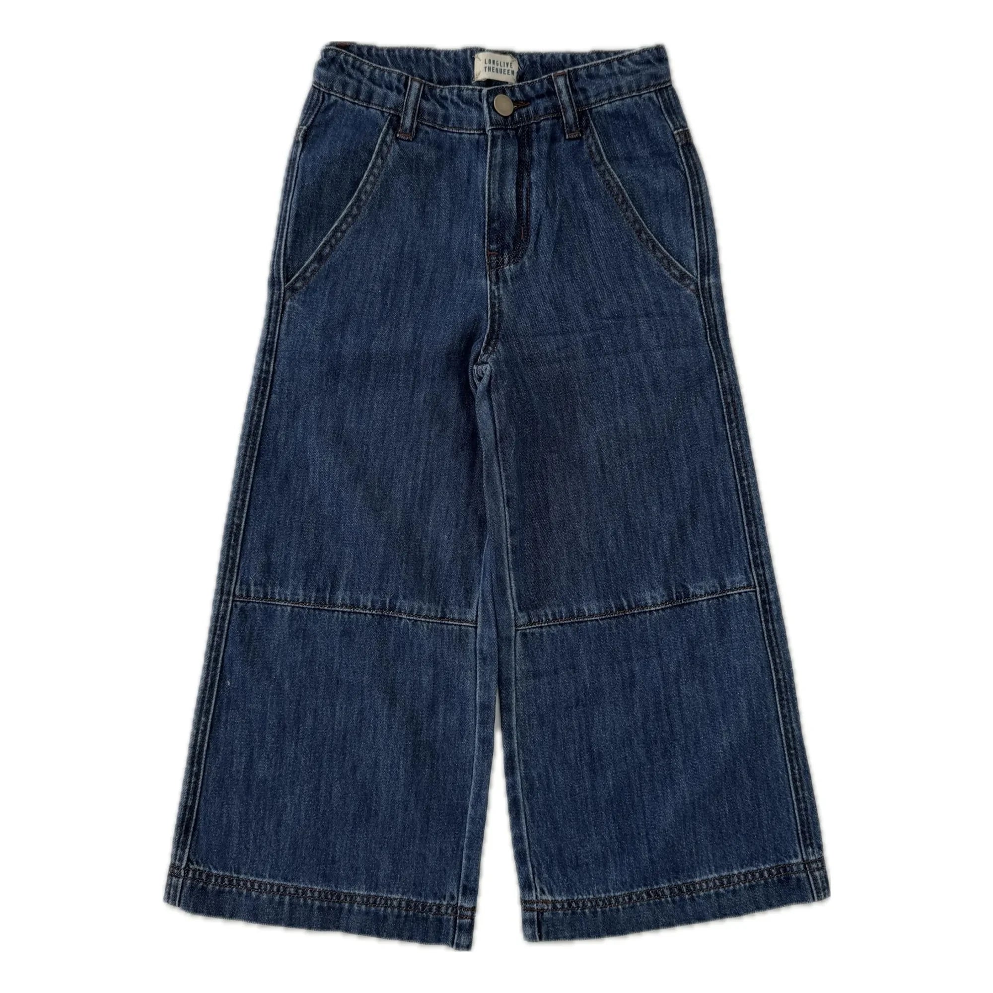 Longlivethequeen - Topstitched Wide Leg Jeans | Raw Denim