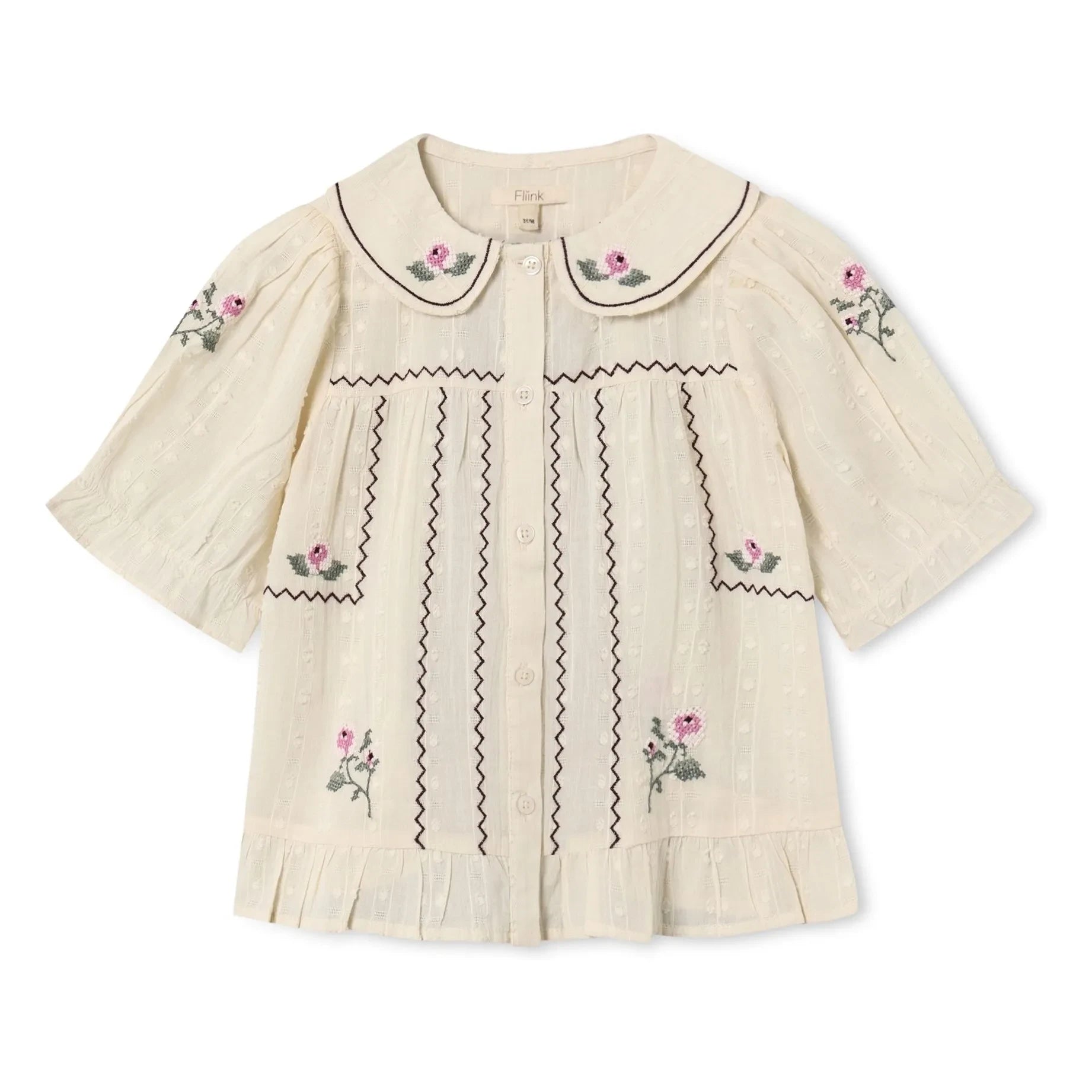 Fliink - Dobby Floral Blouse | Ecru