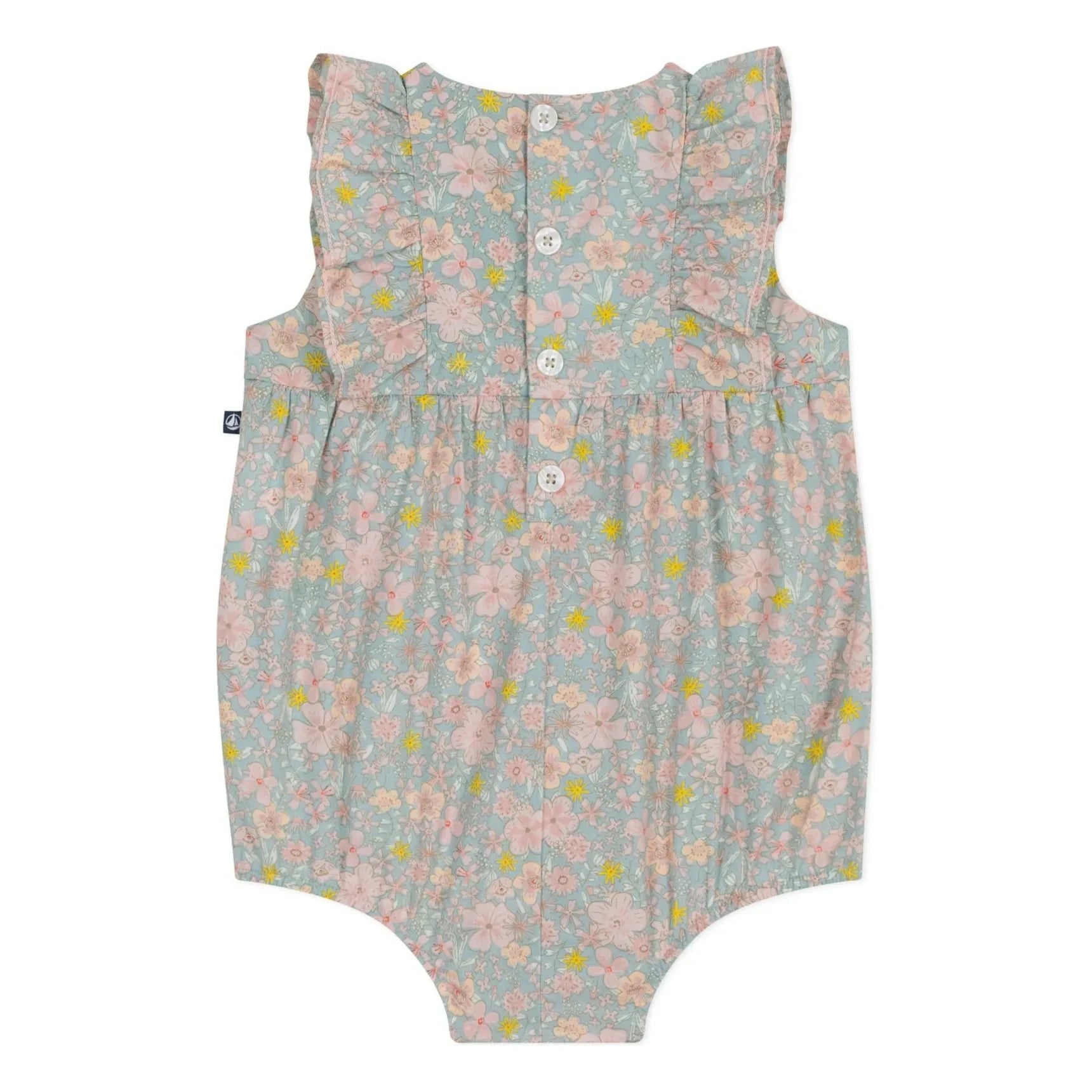 Petit Bateau - Organic cotton poplin floral jumpsuit | Grey Blue