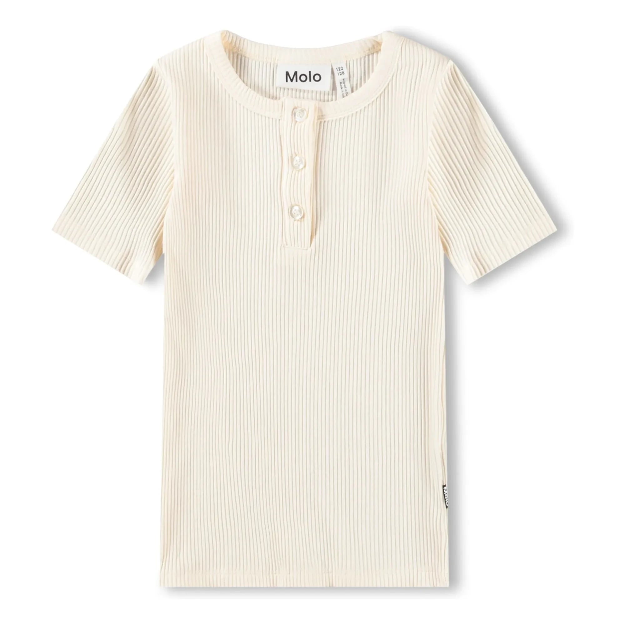 Molo - Rosey Ribbed Buttoned T-Shirt | Ivory