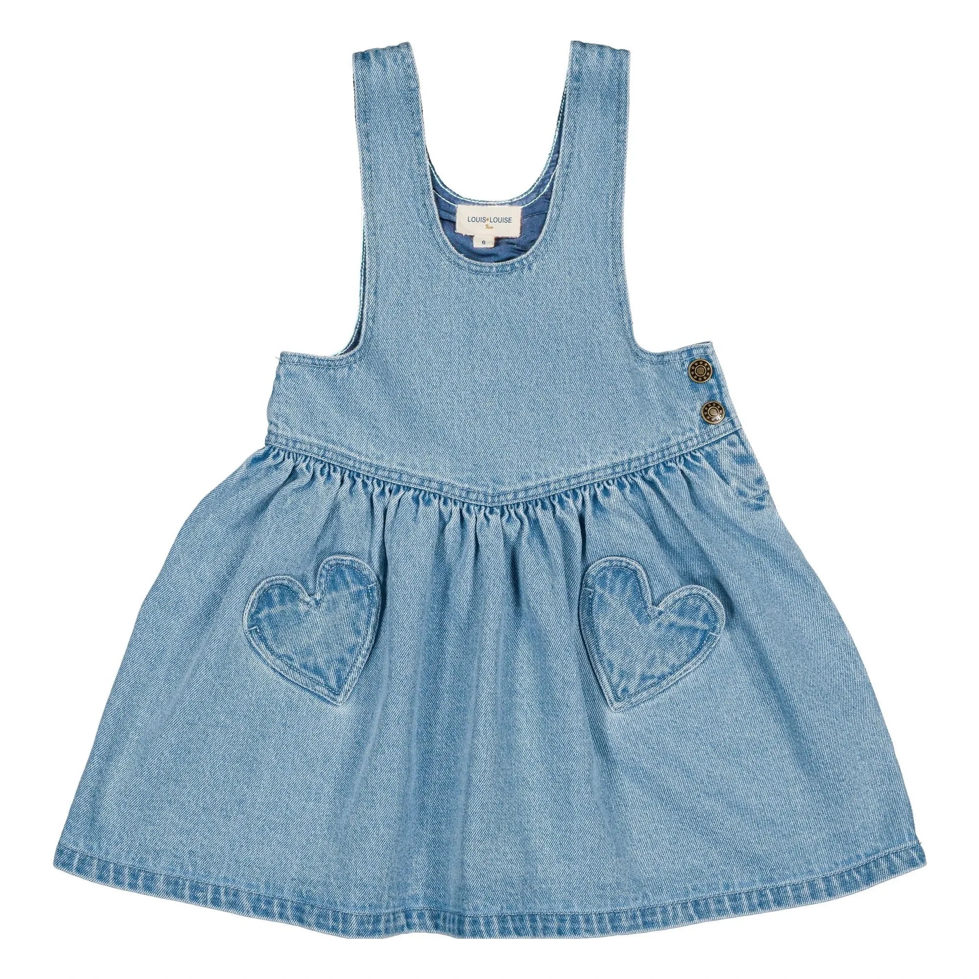 Louis Louise - Sweet Heart Pocket Denim Dress | Light Blue