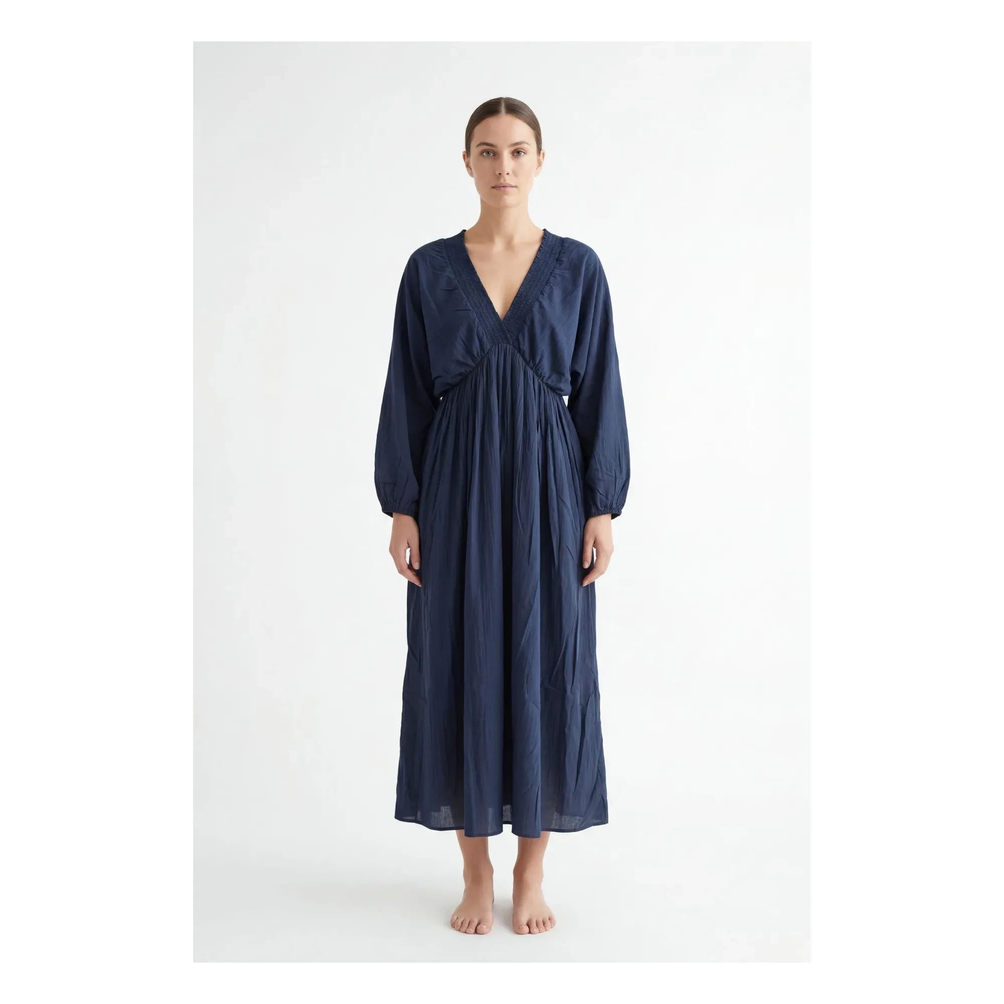 BELLEPIECE - Matteo cotton gauze dress | Navy Blue