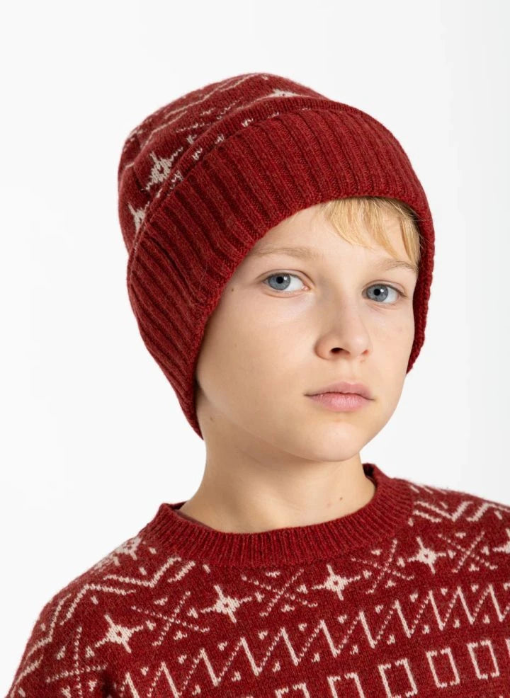 Hundred Pieces - Timber Jacquard Merino Wool Beanie | Brown