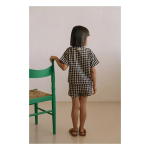 Studio Bohème - Georgette Gingham Organic Cotton Gauze Shorts | Black