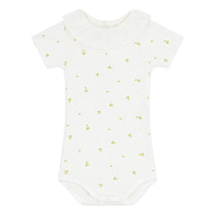 Small Boat - Organik Pamuk Çiçek Yaka Bodysuit | Ekru