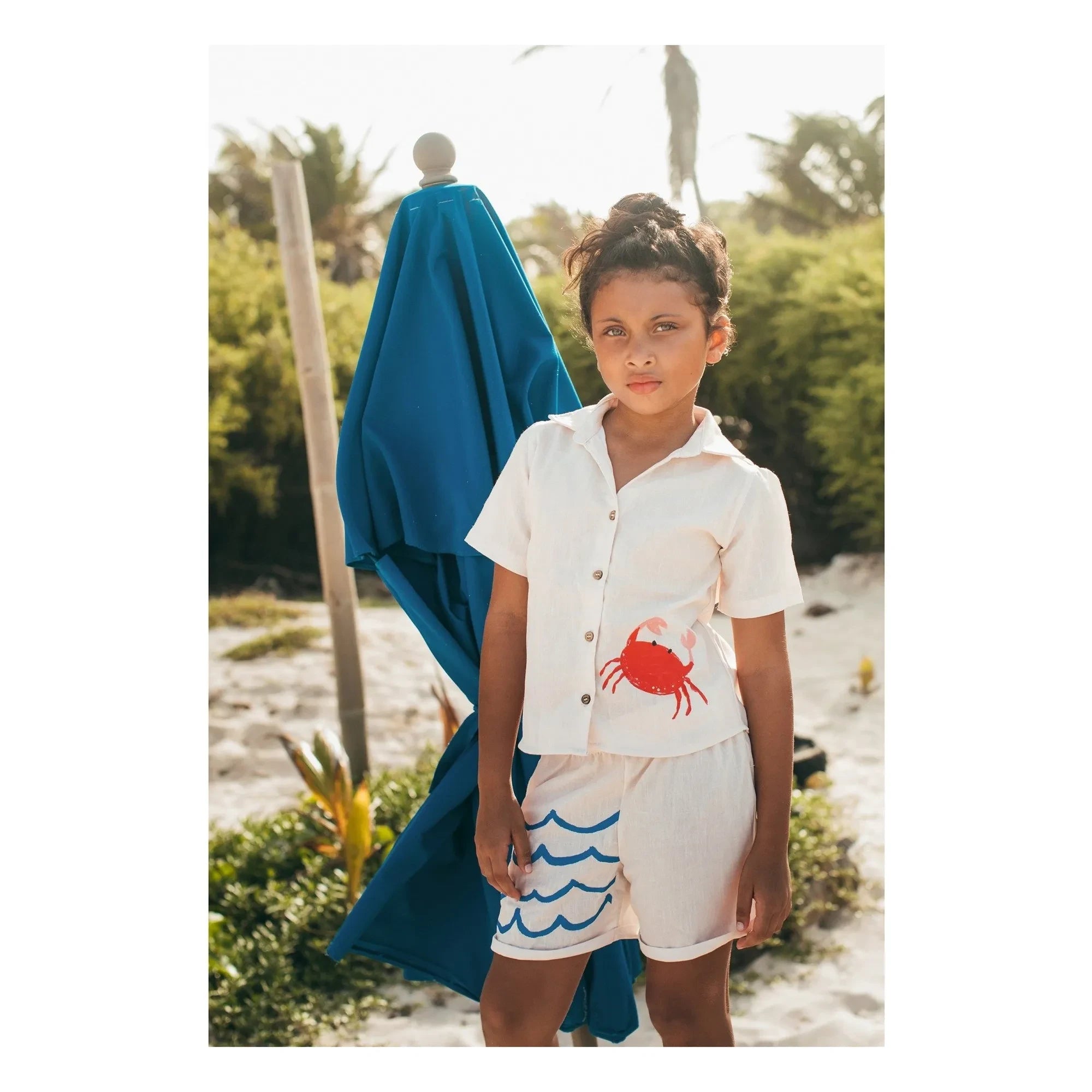Pepita & Me - Guayabera Short-Sleeve Crab Shirt | Cream