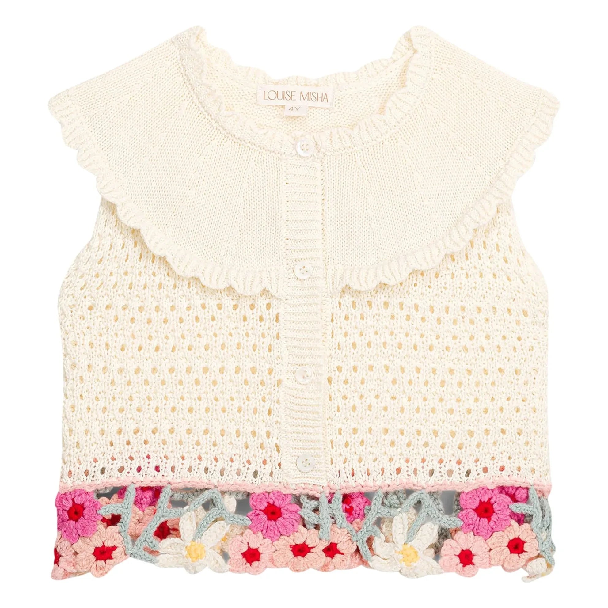 Louise Misha - Elea Maille Embroidered Top | Cream