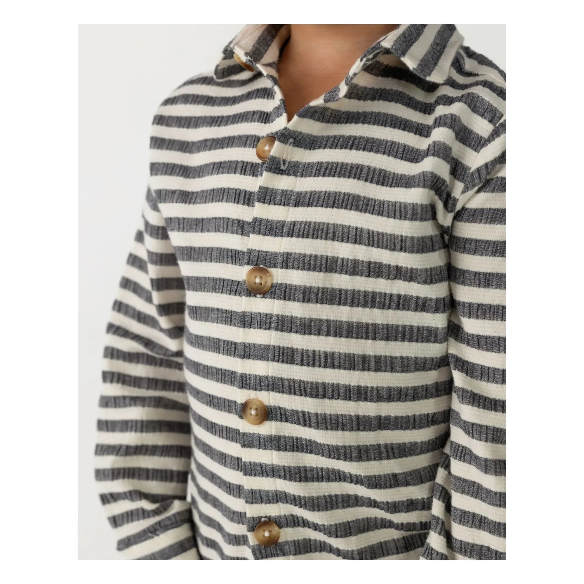Donsje - Leom Striped Organic Cotton Shirt | Navy Blue