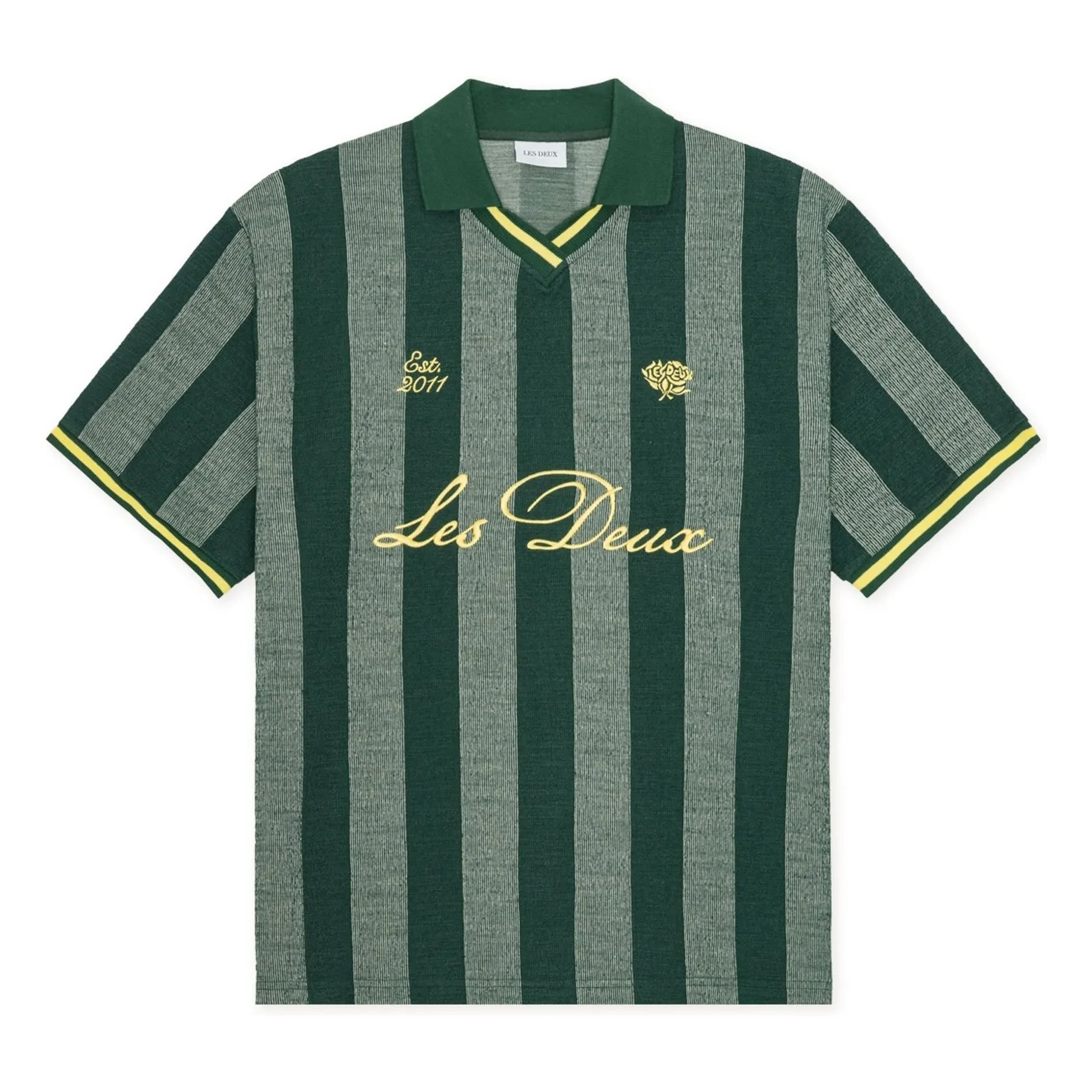 Les Deux - Çizgili Futbol Polo | Koyu yeşil