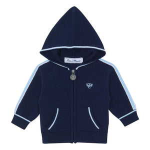 Tartine et Chocolat - Zip-up Contrast Striped Sweatshirt | Navy Blue
