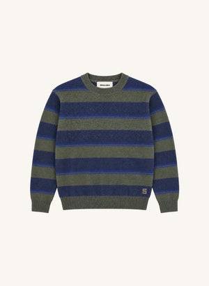 Smallable Kid - Matteo Striped Wool Sweater | Khaki