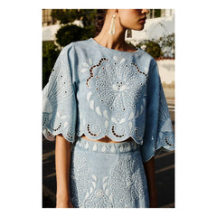 Farm Rio - Richelieux Blouse | Light Blue Denim