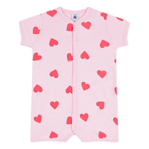 Petit Bateau - Heart Print Romper Pajamas | Pink