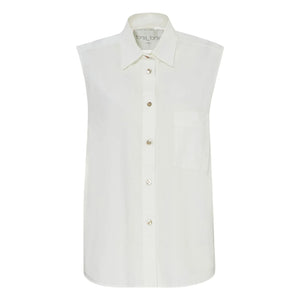 Forte Forte - Cotton Poplin Sleeveless Blouse | White