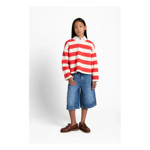 Smallable Kid - Peony Striped Organic Cotton T-Shirt | Red