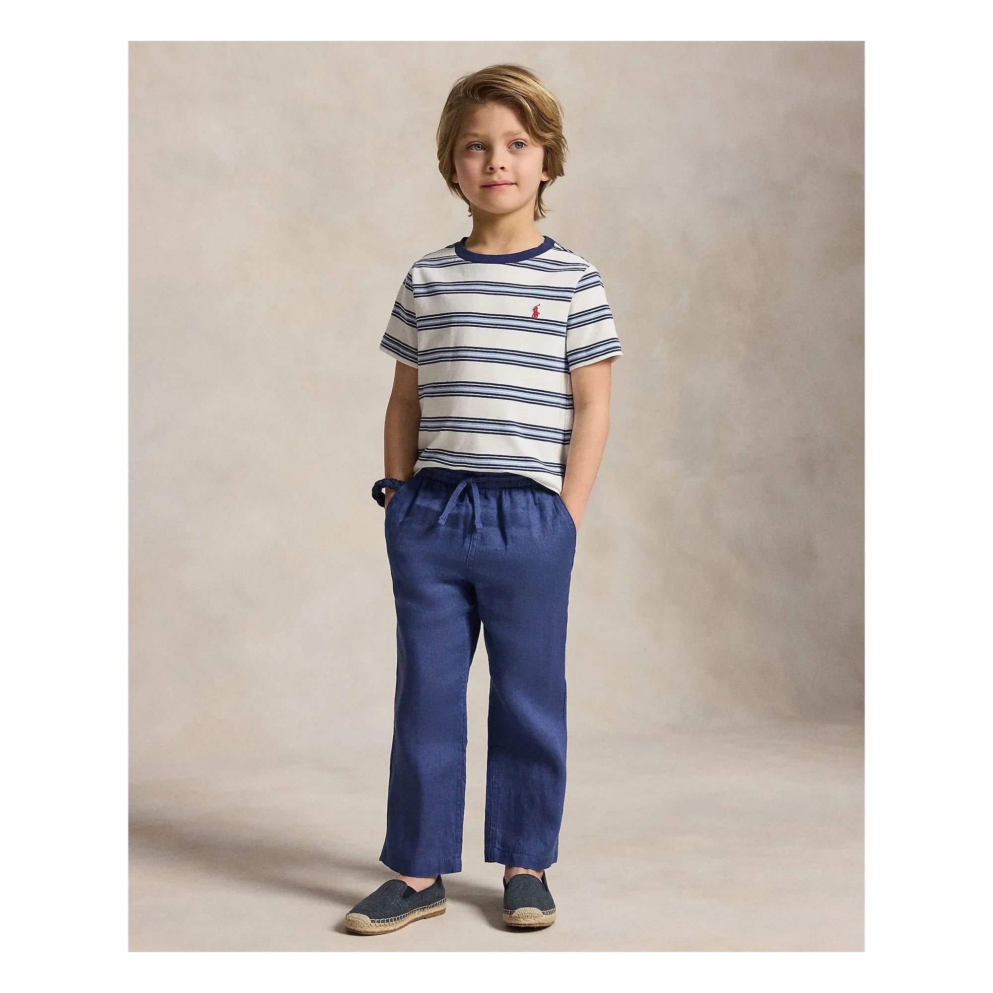 Ralph Lauren - Striped Logo T-Shirt | Blue