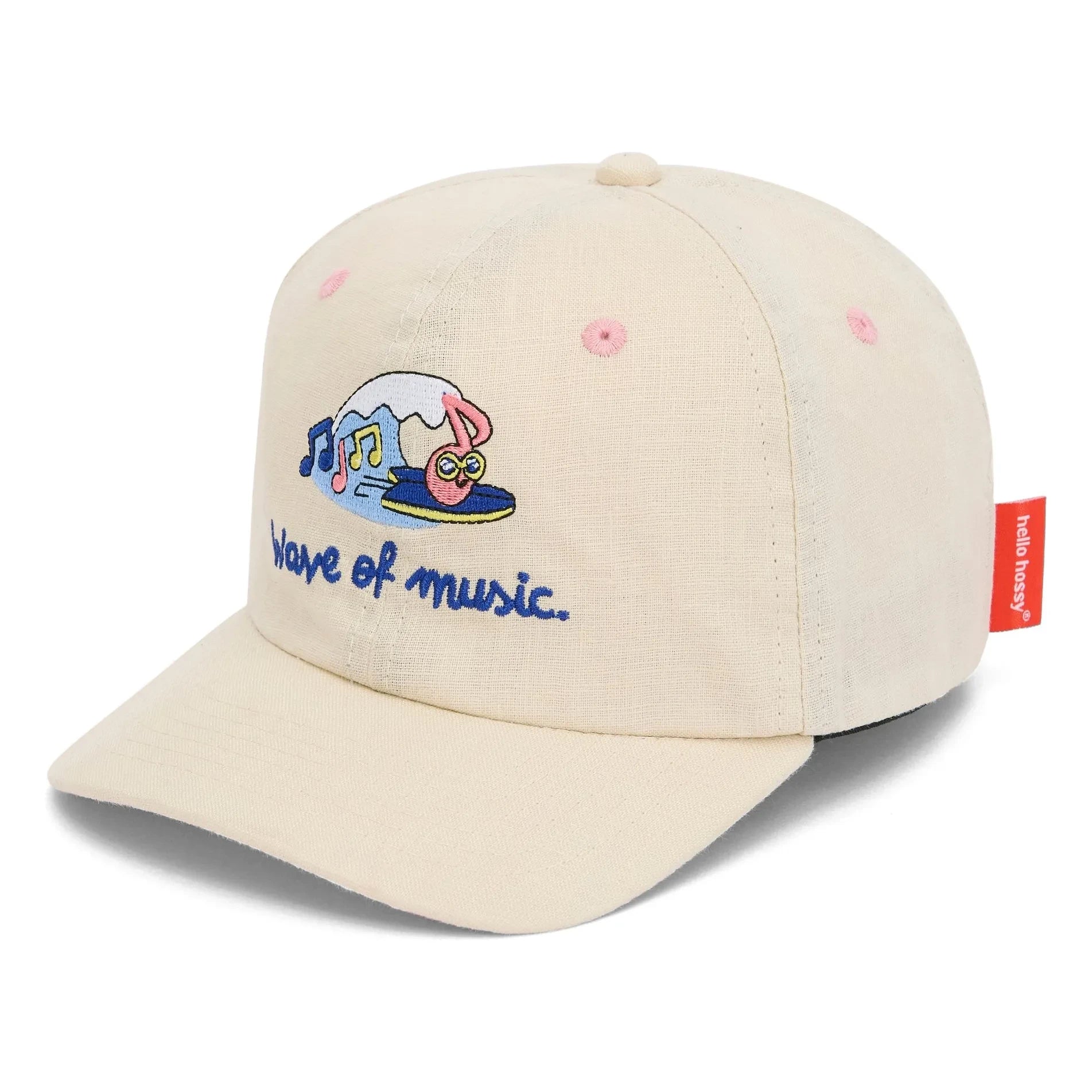 Hello Hossy - Wave Canvas Curved Visor Hat | Cream