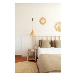 Cosydar - Palm Leaf and Raw Wood Nightstand