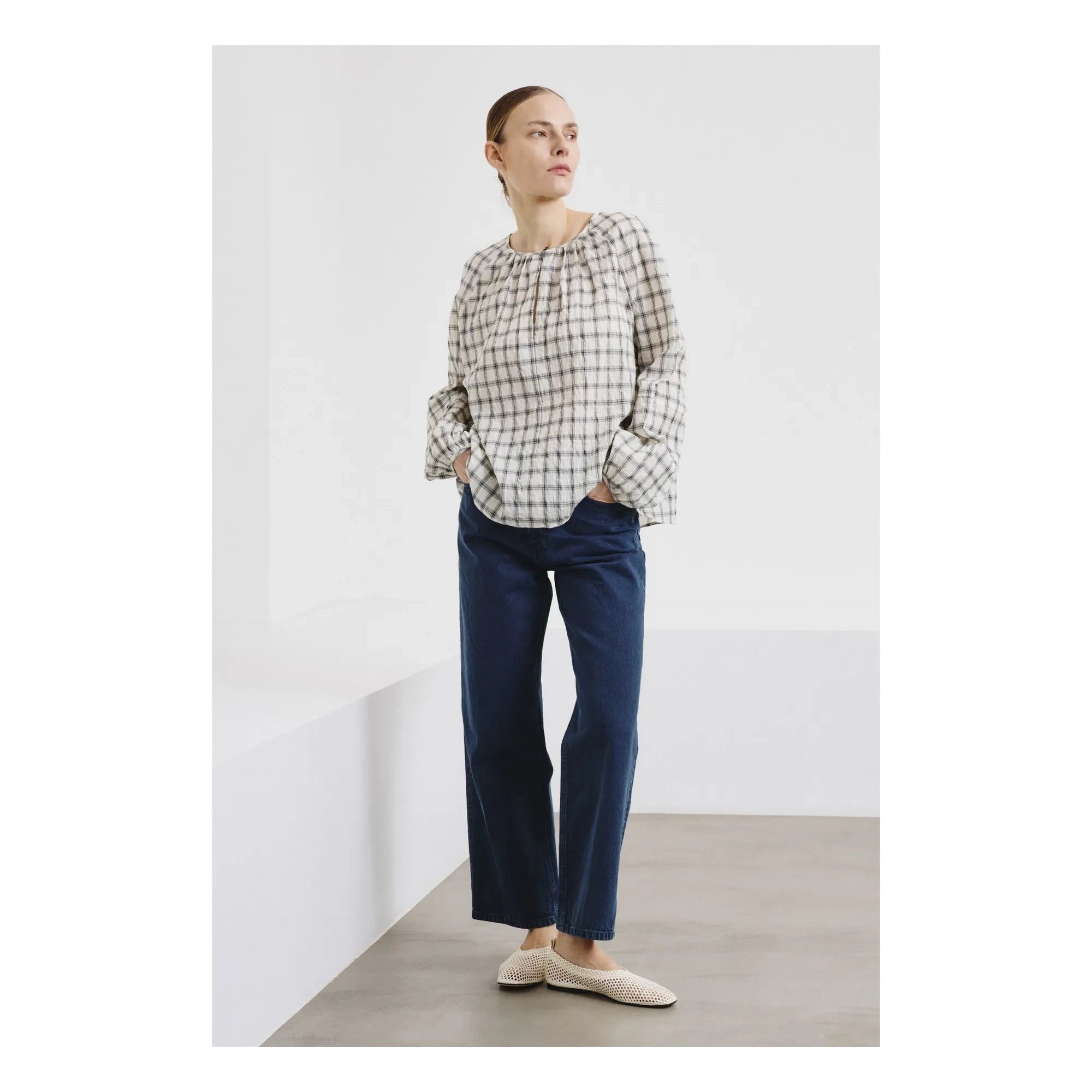 Pomandère - Cotton Striped Blouse | Cream