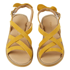 Emile et Ida - Leather Cross-Strap Sandals | Yellow