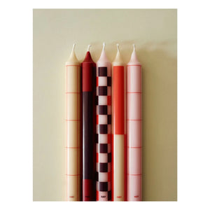 Hay - Desenli mumlar - 4'lü set | Kırmızı