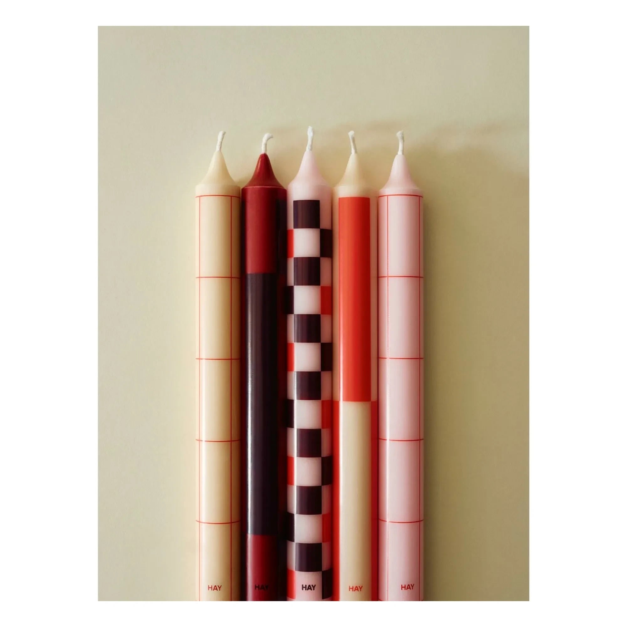 Hay - Desenli mumlar - 4'lü set | Kırmızı