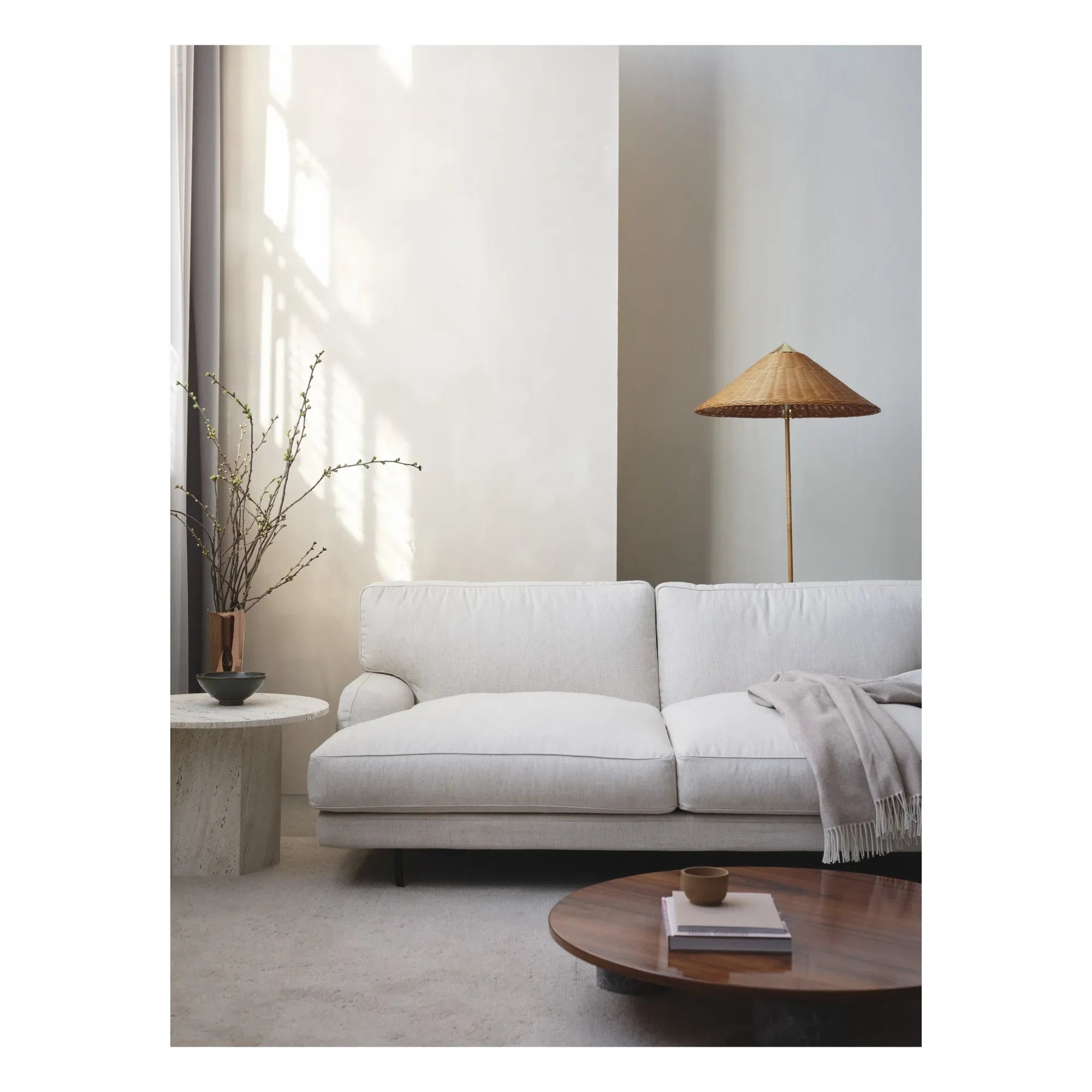 Gubi - 9602 Rattan Zemin Lambası | Natural