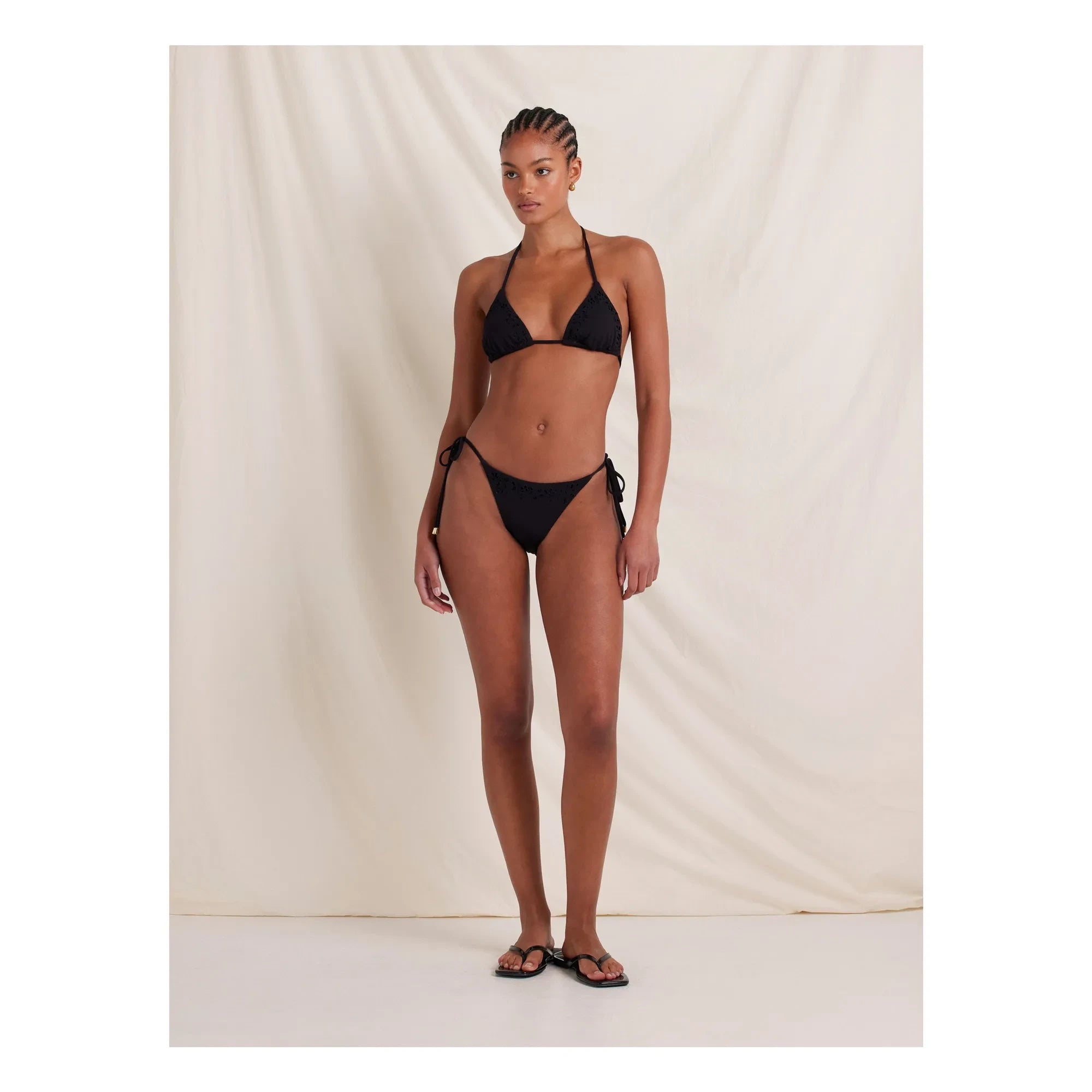 Peony - Memoir Embroidered Recycled Fiber Jersey Bottom | Black