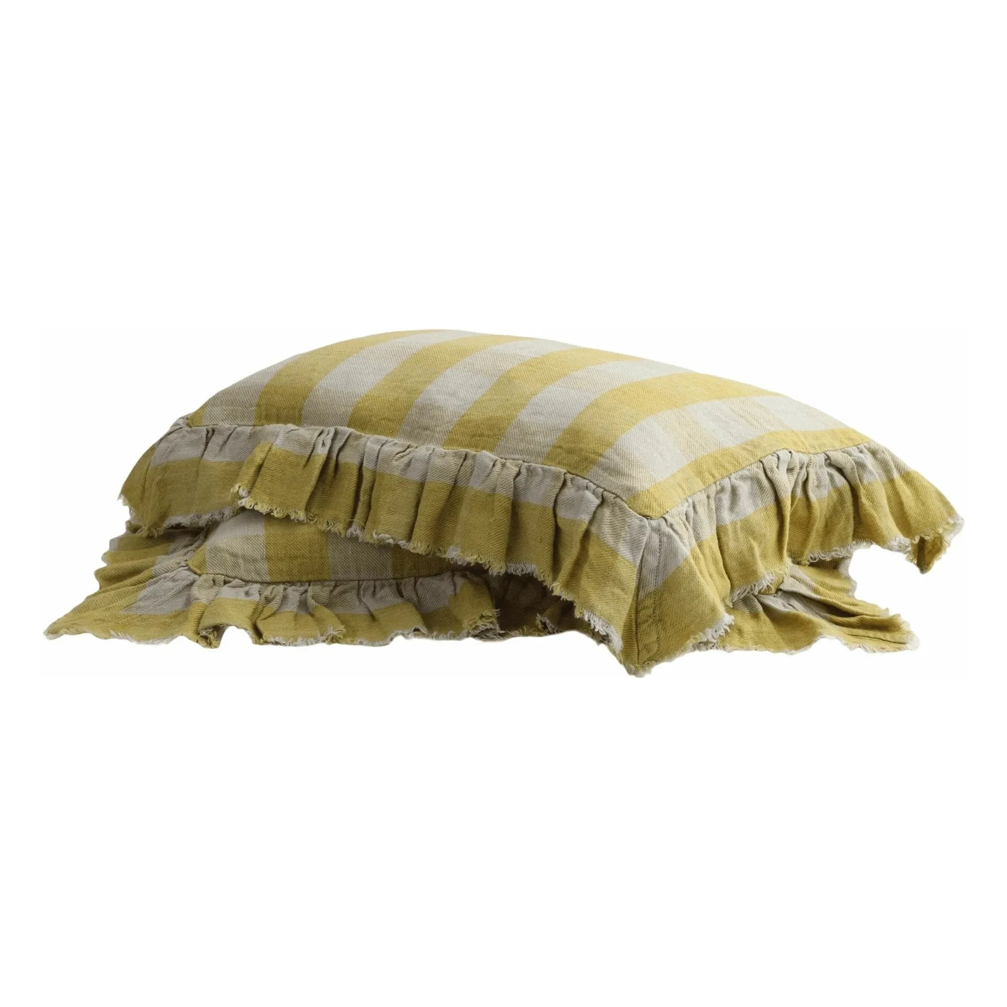 Maison de Vacances - Washed Linen Ruffle Pillow Vichy Cottage | Red Oxide