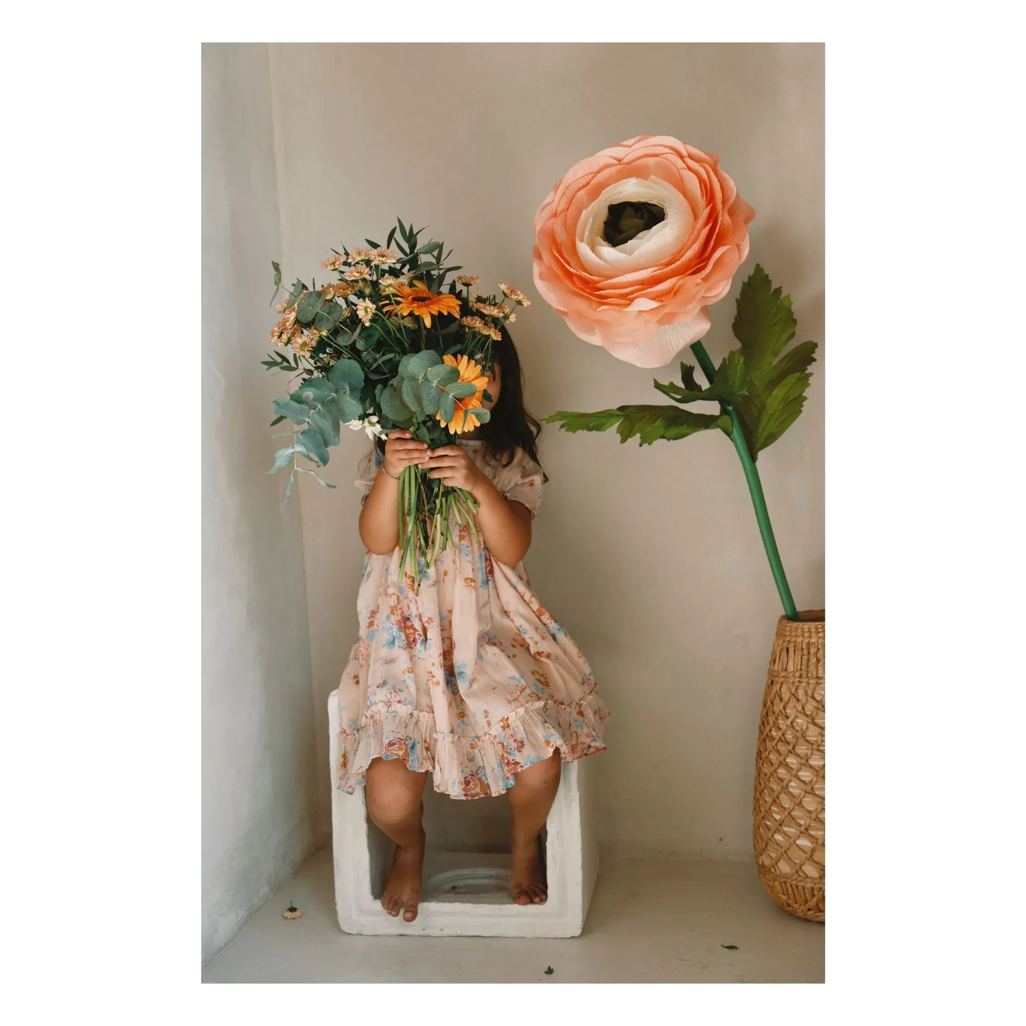 Lilinoa - Maeva Floral Print Cotton Voile Dress | Peach