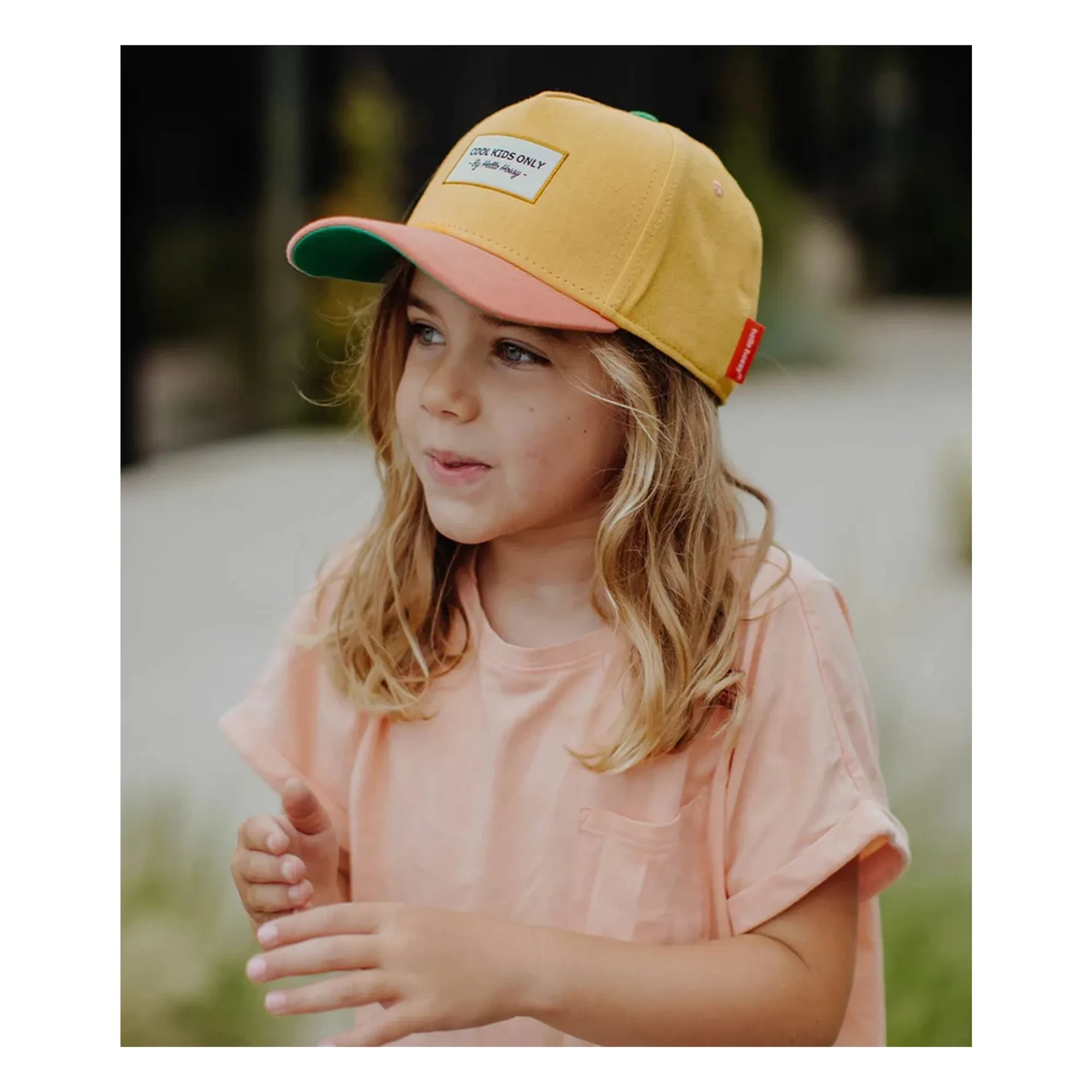 Hello Hossy - Mini Sunset Organic Cotton Curved Visor Hat | Yellow