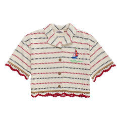 Maison Mangostan - Striped Mesh Shirt | Ecru