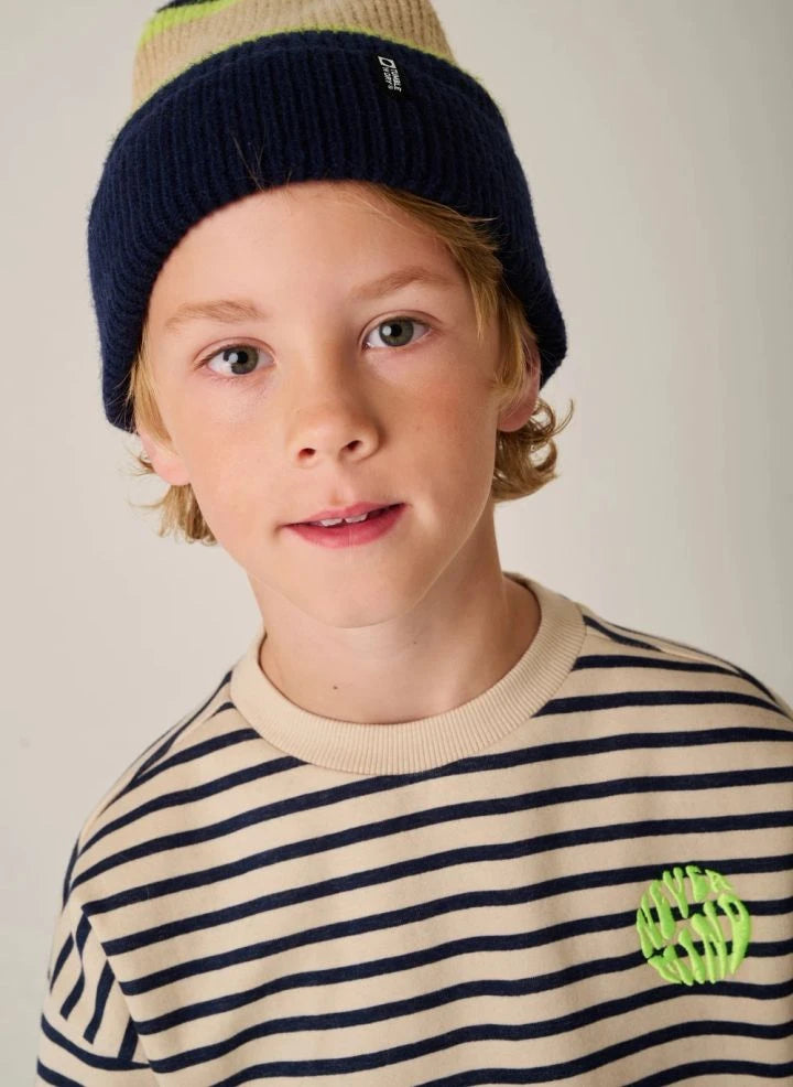 Tumble N'Dry - Striped hat and scarf set | Night blue