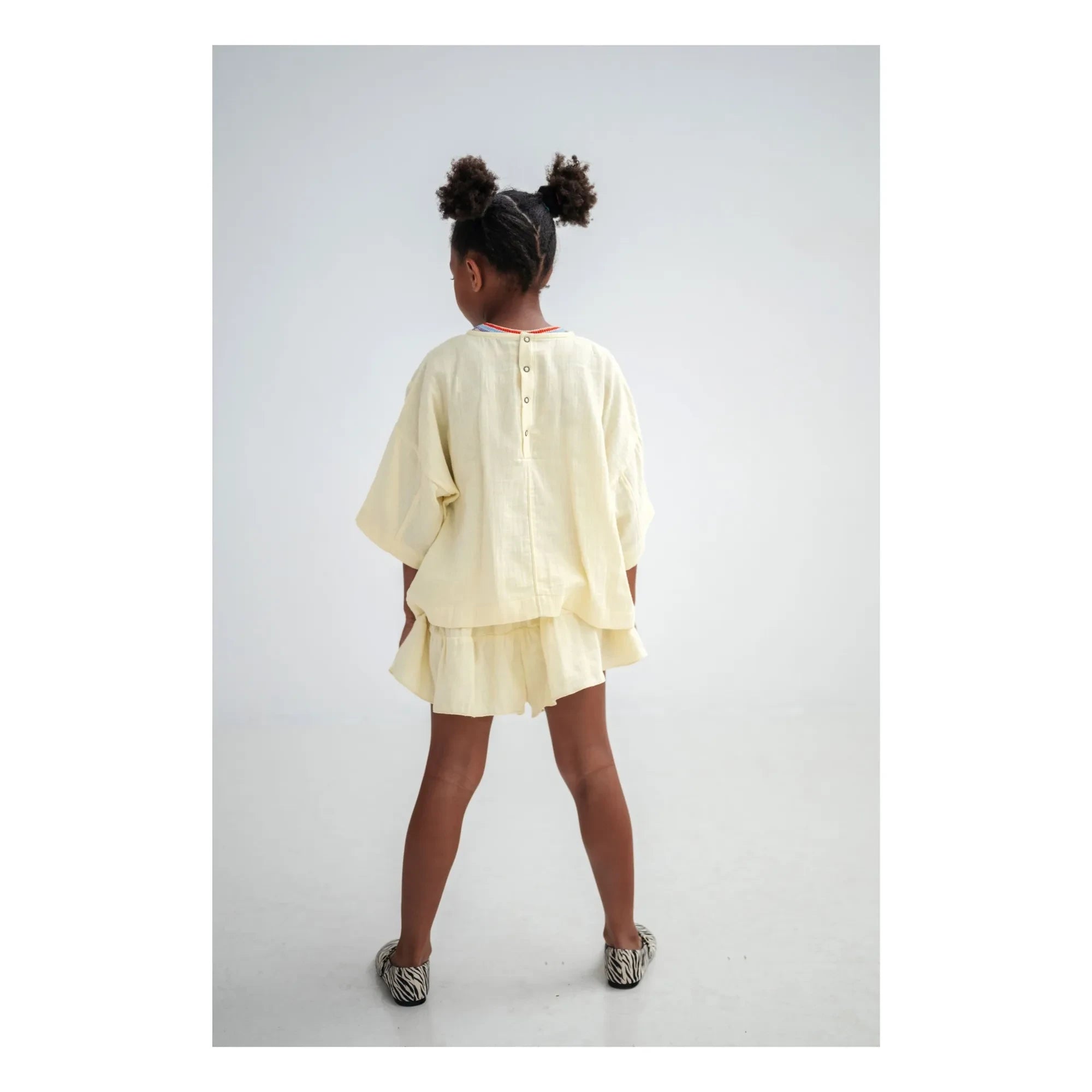 Repose AMS - Button-Back Organic Cotton Blouse | Pale Yellow